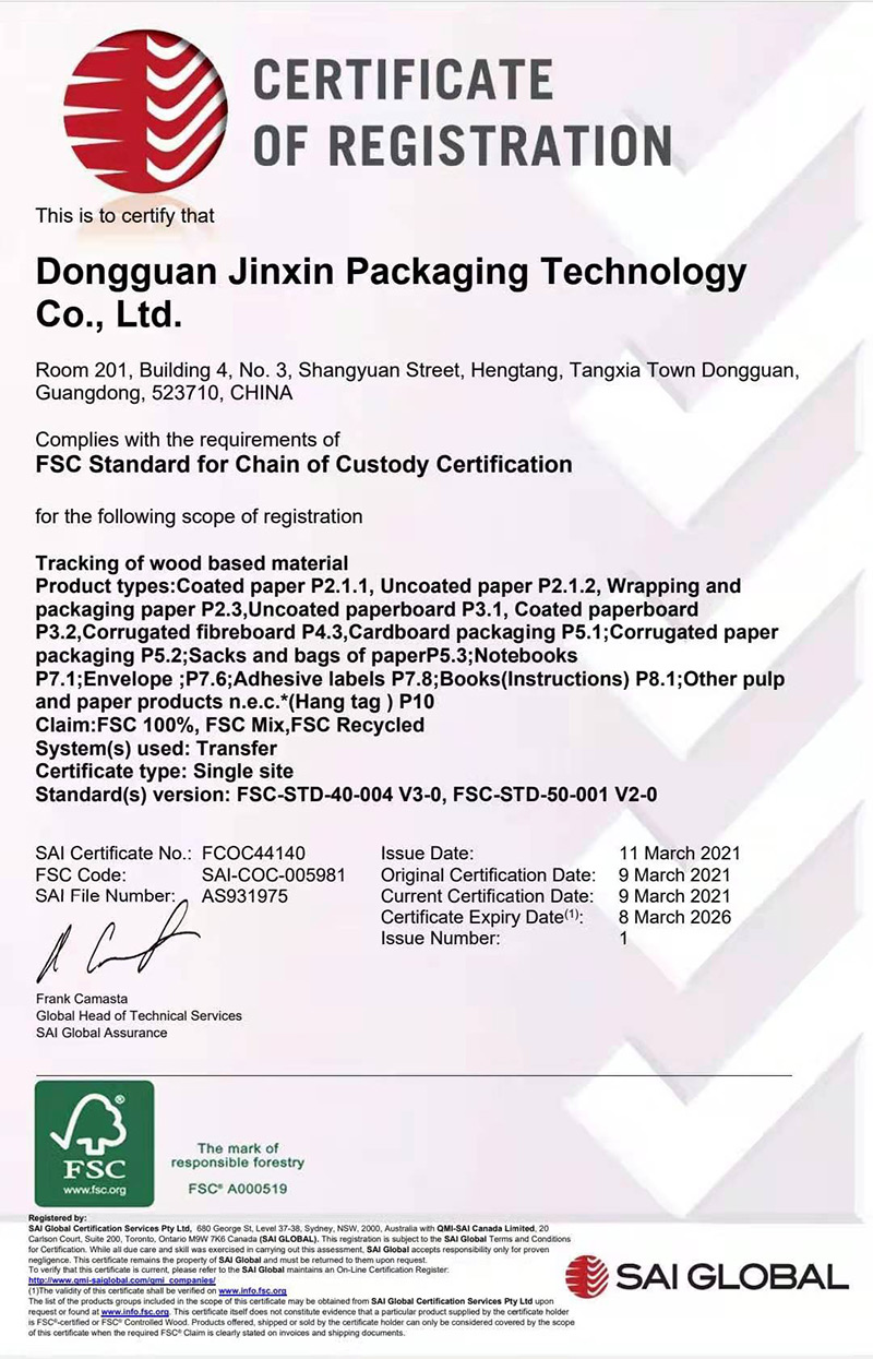 FSC certificate